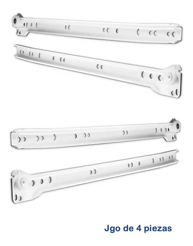 Imagen 2 de 5 de Corredera Metalica 350mm Blanca Riel Para Cajones