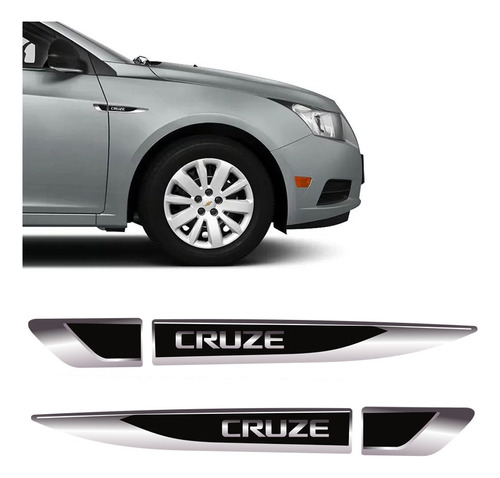 Par Aplique Lateral Cruze Emblema Black Resinado Chevrolet