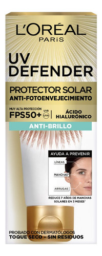 Protector Solar L'oréal Paris Anti Brillo Fps50 Uv Defender