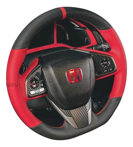 Forro Cubre Volante Honda Crv Civic 2016-2022 Cuero Rojo