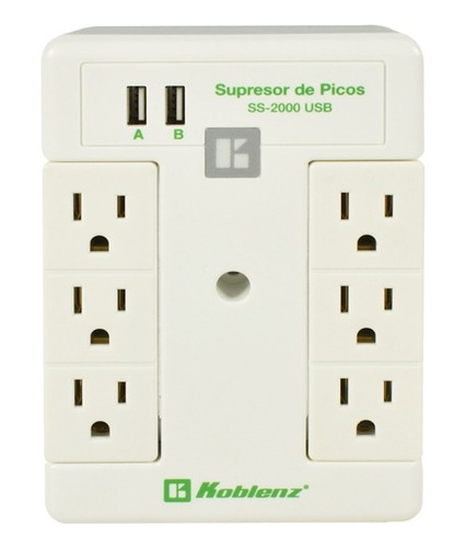 Multicont Supresor Picos 6 Tomacorrientes Y 2 Salidas Usb