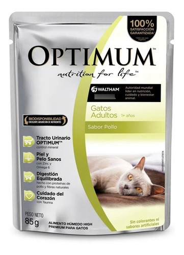 Caja Pouch Optimum Gato Adulto X 12 U X 85 G C/u.