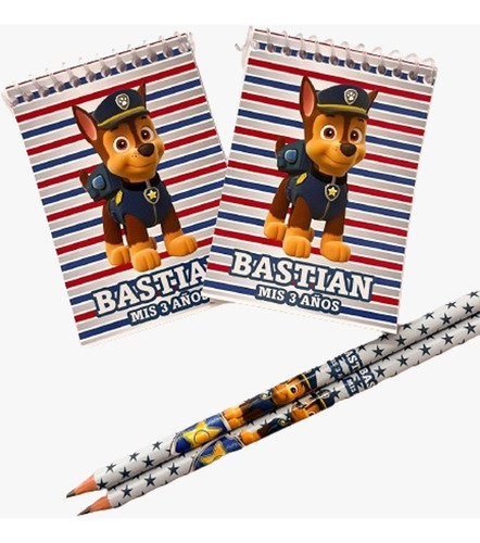 Anotadores Mas Lápiz Personalizados Paw Patrol Souvenir X10 