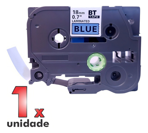Fita Tz 541 Compativel P/ Rotulador Brother 18mm Azul