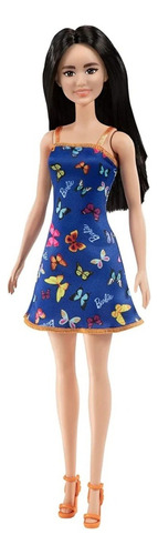 Barbie Muñeca Basica Morocha Vestido Azul