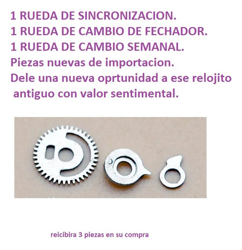 Kit 3 Ruedas Cambio Calendario Reloj Orient 55840 Relojero
