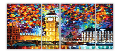 Cuadro 40x100cm Big Ben Pintura Color Dibujo Arte Acuarela