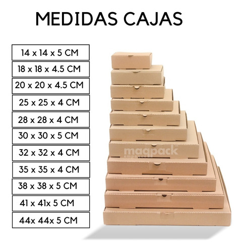 Imagen 7 de 7 de 50 Cajas Para Pizza 28x28x4 Cms Carton Microcorrugado Kraft