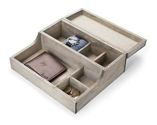 Mygift  Caja De Madera Rustica Para Reloj De Mesa Y Bandeja