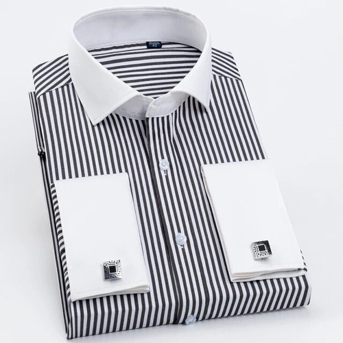 Camisa De Vestir Francesa Windsor Spread A Rayas Para Hombre