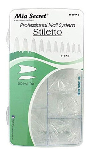 Mia Secret  punta De Las Uñas Stiletto Transparente 500 pcs