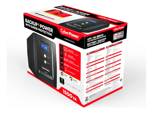 Ups Cyberpower 1500va/900w Regulador De Voltaje,8 Contactos Negro