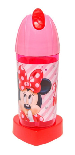 Vaso Botella Toma Jugo Minnie Mouse Con Bombilla Para Niña