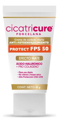 Crema Antiedad Protector Fps 50 Cicatricure Porcelana 40g