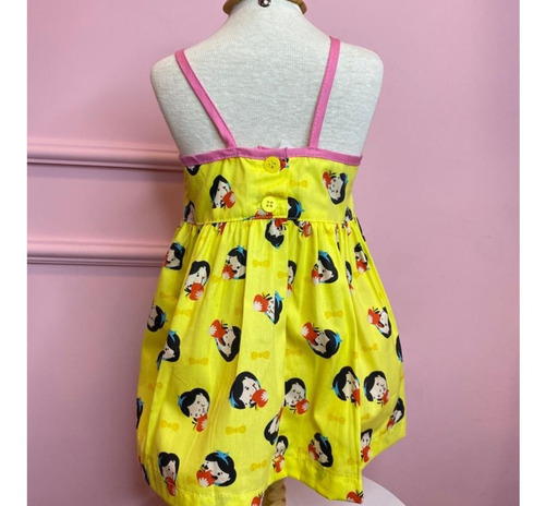 Conjunto Infantil Bebê Vestido + Calcinha Amarelo Estampado