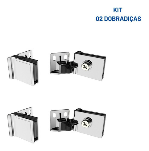 Kit 2 Dobradiças Porta De Vidro Pequena Aço Cromado Móveis