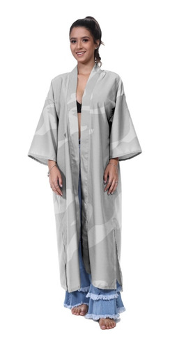 Kimono Haori Longo Oriental Dragão Oni Japonês Japão Carpa