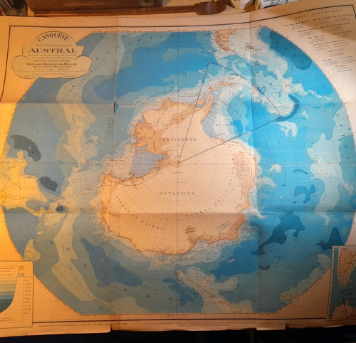 Gran Mapa Casquete Polar Austral 1953 Desde Los 45° B6