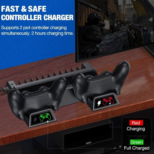Imagen 5 de 6 de Base Cargador Dual Ps4 Carga Doble Control Ext Usb Gamer Accesorios