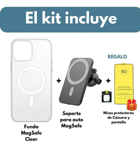Imagen 2 de 10 de Kit Soporte Para Auto + Funda Para iPhone Magsafe + Regalo