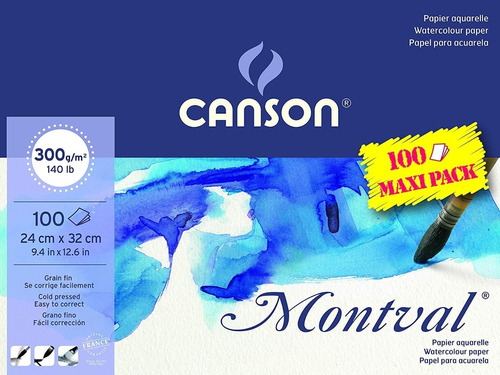 Block Canson Montval 300 Gr 24x32 Grano Fino 100 Hojas