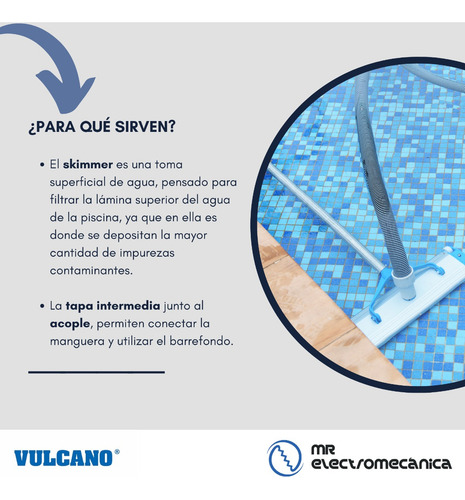 Skimmer Vulcano Grande + Toma Bombero / Pileta Hormigón