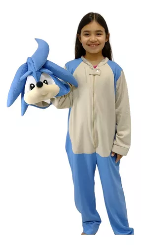 Pijama Infantil Sonic Macacão Kigurumi 10,12,14