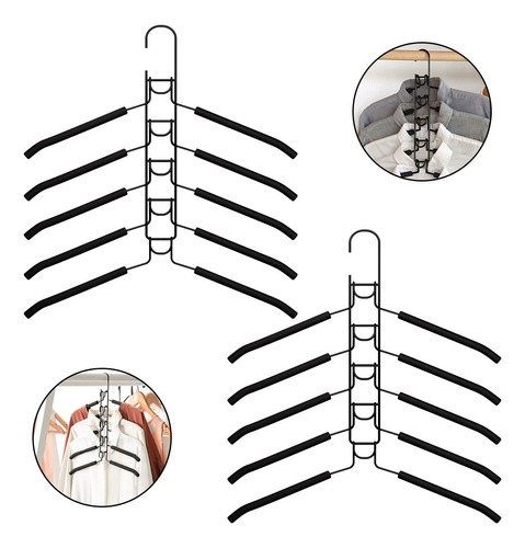 2pk Ganchos De Ropa Multifuncionales Antideslizantes De 5en1