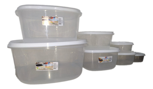 Conjunto 7 Potes Quadrados Para Guardar Alimentos