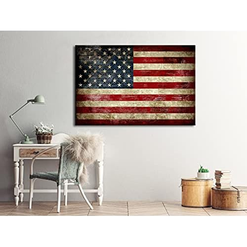 Nogal Enmarcado Grande Antiguo Vintage Bandera American...