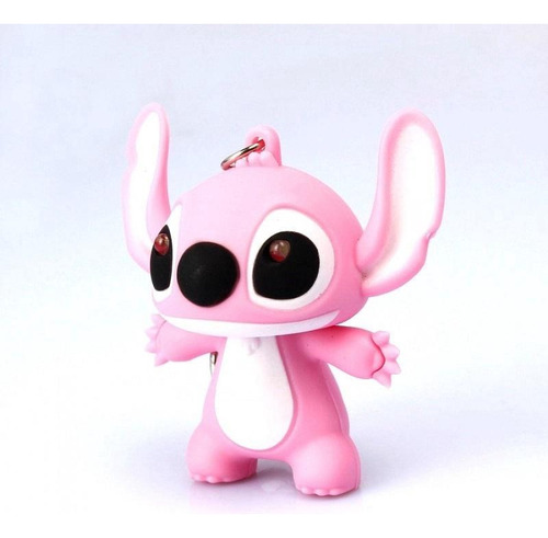 Chaveiro Stitch Figure com luz LED e som rosa