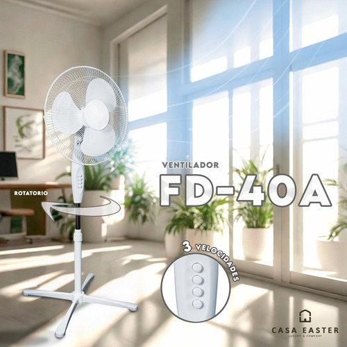 Ventilador Fd40a Potente Y Silencioso, Refresca Tu Hogar 43 Cm Blanco Blanca Plástico 3