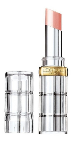 Lápiz labial Color Riche Shining Shining Peach 910 de Loreal Paris, color coral transparente