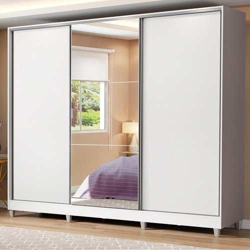 Guarda-roupa Casal Royale Madesa Mdf 3 Portas Branco Esp Pés 1063091ECP