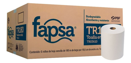 Bobina Toalla En Rollo Tr180 Fapsa Caja 6 Rollos