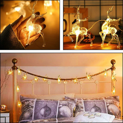 Guirnalda De Renos Con Luces Navideñas 10 Led