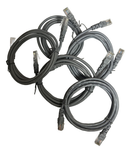 Combo De 5 Cables De Red Cat 6 Con Fichas Rj45 X 1,20 Mts