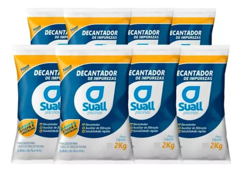 Kit 8 Sulfato Alumínio Decantador Clarificante Piscina Suall