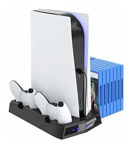 Ps5 Soporte Vertical Con 2 Ventiladores, Puertos Usb, Juegos