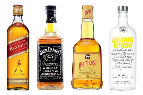 Kit Whisky Jack Daniel's + Red Label + White Horse + Absolut