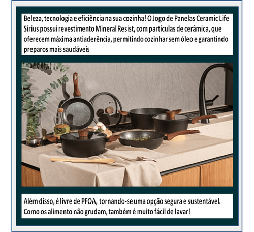 Jogo De Panelas Antiaderente/indução/ceramica/brinox/6 Peças