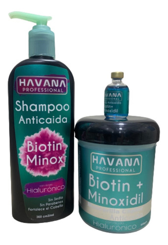 Kit Shampoo Mascarilla De Biotin  Minoxidil Y Ampolla Havana