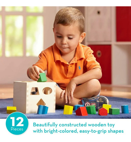 Melissa & Doug Shape Sorting Cube Juguete Clásico De Madera
