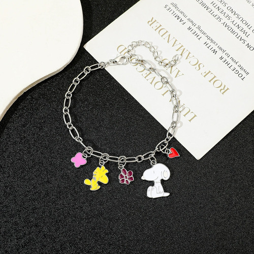 Pulsera Con Charms Snoopy Encanto Aleación Moda Unisex