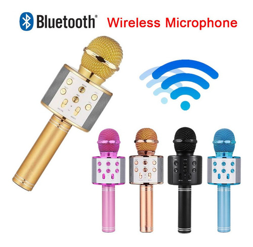 Micrófono De Luz Colorida Bluetooth Inalámbrico 858l Ktv