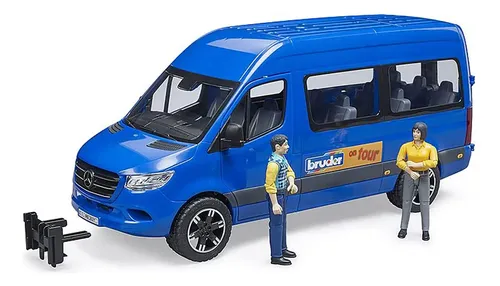 Bruder 02670 MB Sprinter Transfer – Autobús Con Conductor Y Pasajero, Puertas Abatibles, Asientos Desmontables
