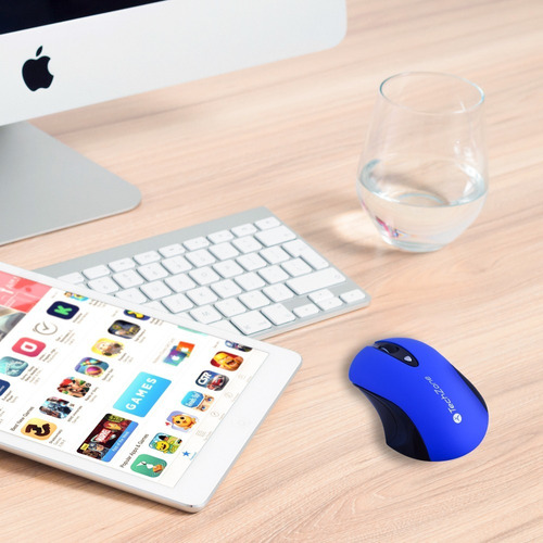 Mouse Techzone Inalámbrico Con Usb Diseño Ergonómico Color Azul