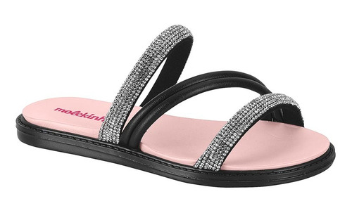 Chinelo Infantil Juvenil Molekinha Papete Slide Strass Pedra