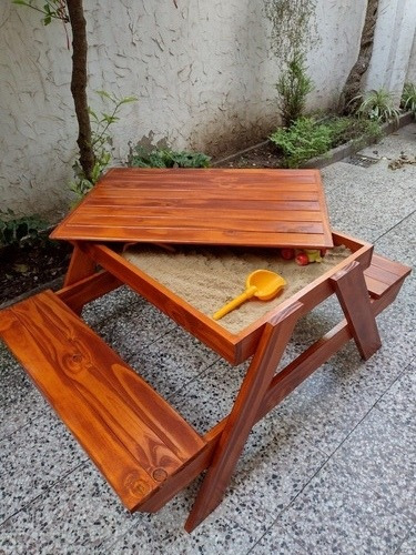 Imagen 4 de 10 de Mesa Arenera, Arenero Infantil Sin Pintar, Arenero De Madera