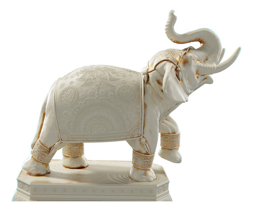 Estátua De Elefante Fonte Proteção Sabedoria Sorte Riqueza Cor Cor Mármore Dourado